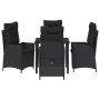 Conjunto de Comedor de Jardín 5 pcs Negro ratán sintético