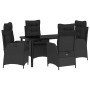 Conjunto de Comedor de Jardín 5 pcs Negro ratán sintético