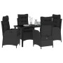 Conjunto de Comedor de Jardín 5 pcs Negro ratán sintético