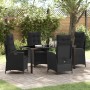 Conjunto de Comedor de Jardín 5 pcs Negro ratán sintético
