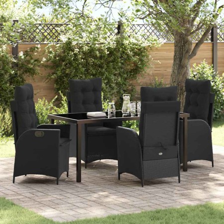 Conjunto de Comedor de Jardín 5 pcs Negro ratán sintético