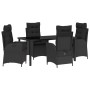 Conjunto de Comedor de Jardín 5 pcs Negro ratán sintético