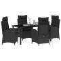 Conjunto de Comedor de Jardín 5 pcs Negro ratán sintético