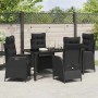 Conjunto de Comedor de Jardín 5 pcs Negro ratán sintético