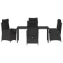 Conjunto de Comedor de Jardín 5 pcs Negro ratán sintético