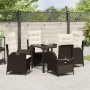 Conjunto de Comedor de Jardín 5 pcs Marrón ratán sintético