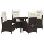 Conjunto de Comedor de Jardín 5 pcs Marrón ratán sintético