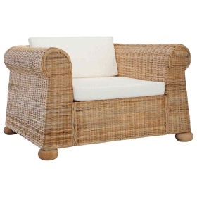 Sillón con cojines ratán natural