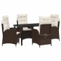 Conjunto de Comedor de Jardín 5 pcs Marrón ratán sintético