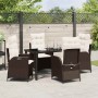 Conjunto de Comedor de Jardín 5 pcs Marrón ratán sintético