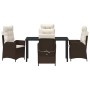 Conjunto de Comedor de Jardín 5 pcs Marrón ratán sintético