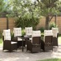 Conjunto de Comedor de Jardín 7 pcs Marrón ratán sintético