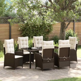 Conjunto de Comedor de Jardín 7 pcs Marrón ratán sintético