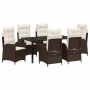 Conjunto de Comedor de Jardín 7 pcs Marrón ratán sintético