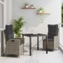 Conjunto de Comedor de Jardín 3 pcs Gris ratán sintético