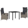 Conjunto de Comedor de Jardín 3 pcs Gris ratán sintético