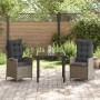 Conjunto de Comedor de Jardín 3 pcs Gris ratán sintético