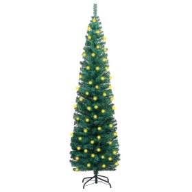 Árbol de Navidad artificial con LEDs y soporte PVC verde 210 cm