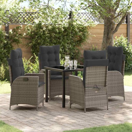 Conjunto de Comedor de Jardín 5 pcs Gris ratán sintético