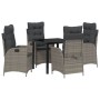 Conjunto de Comedor de Jardín 5 pcs Gris ratán sintético