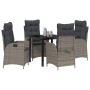 Conjunto de Comedor de Jardín 5 pcs Gris ratán sintético