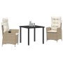 Conjunto de Comedor de Jardín 3 pcs Beige ratán sintético