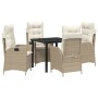 Conjunto de Comedor de Jardín 5 pcs Beige ratán sintético