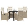 Conjunto de Comedor de Jardín 5 pcs Beige ratán sintético