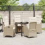 Conjunto de Comedor de Jardín 5 pcs Beige ratán sintético