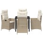Conjunto de Comedor de Jardín 5 pcs Beige ratán sintético