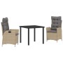 Conjunto de Comedor de Jardín 3 pcs Beige ratán sintético