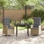 Conjunto de Comedor de Jardín 3 pcs Beige ratán sintético