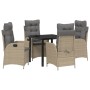 Conjunto de Comedor de Jardín 5 pcs Beige ratán sintético