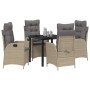 Conjunto de Comedor de Jardín 5 pcs Beige ratán sintético