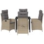 Conjunto de Comedor de Jardín 5 pcs Beige ratán sintético