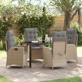 Conjunto de Comedor de Jardín 5 pcs Beige ratán sintético