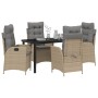 Conjunto de Comedor de Jardín 5 pcs Beige ratán sintético
