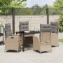 Conjunto de Comedor de Jardín 5 pcs Beige ratán sintético