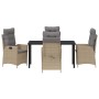 Conjunto de Comedor de Jardín 5 pcs Beige ratán sintético