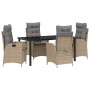 Conjunto de Comedor de Jardín 5 pcs Beige ratán sintético
