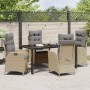 Conjunto de Comedor de Jardín 5 pcs Beige ratán sintético