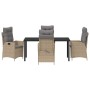 Conjunto de Comedor de Jardín 5 pcs Beige ratán sintético