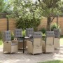 Conjunto de Comedor de Jardín 7 pcs Beige ratán sintético