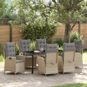 Conjunto de Comedor de Jardín 7 pcs Beige ratán sintético