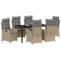 Conjunto de Comedor de Jardín 7 pcs Beige ratán sintético