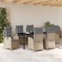 Conjunto de Comedor de Jardín 7 pcs Beige ratán sintético