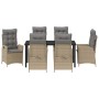 Conjunto de Comedor de Jardín 7 pcs Beige ratán sintético