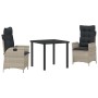 Conjunto de Comedor de Jardín 3 pcs Gris Claro ratán sintético