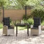 Conjunto de Comedor de Jardín 3 pcs Gris Claro ratán sintético