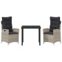 Conjunto de Comedor de Jardín 3 pcs Gris Claro ratán sintético